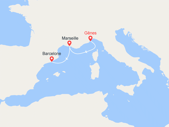 itinéraire croisière Méditerranée : Escapade en Méditerranée : Italie, France, Espagne 