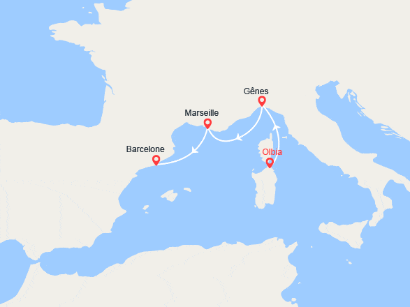 itinéraire croisière Méditerranée Occidentale : Escapade en Méditerranée : Italie, Provence, Espagne