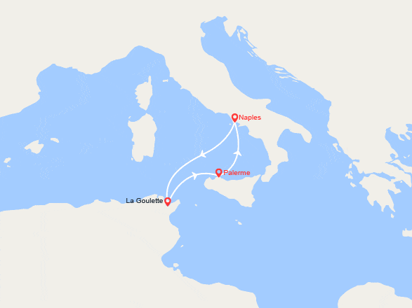itinéraire croisière Méditerranée Occidentale : Escapade en Méditerranée : Italie, Tunisie, Sicile