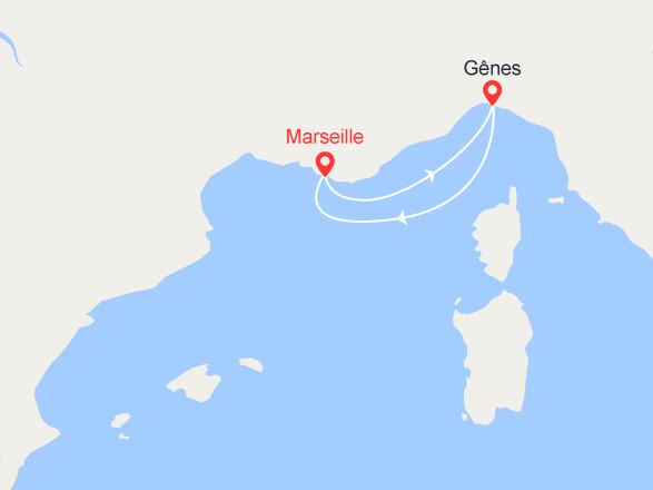 itinéraire croisière Méditerranée : Escapade en Méditerranée : Marseille & Gênes