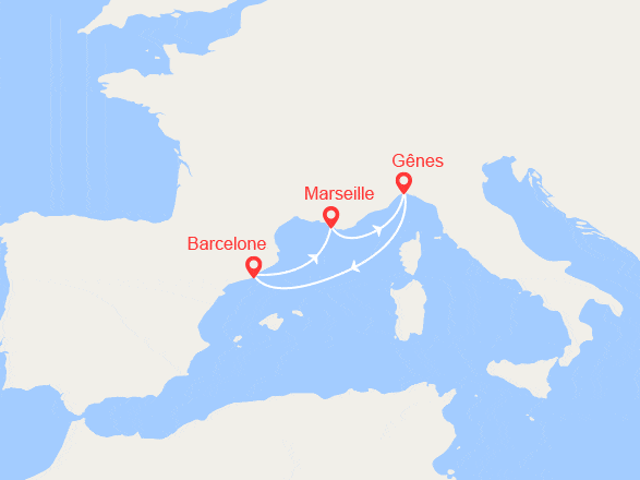 itinéraire croisière Méditerranée Occidentale : Escapade en Méditerranée : Provence, Italie, Espagne