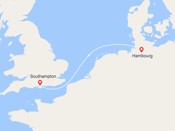itinéraire croisière Europe du Nord - Spitzberg : Escapade en mer : de Southampton à Hambourg 