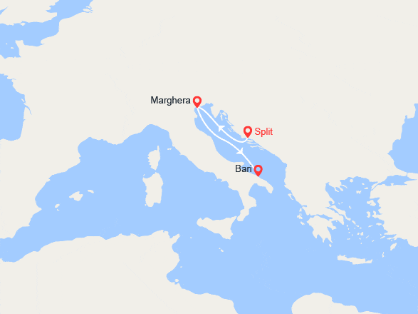 itin&eacute;raire croisi&egrave;re Méditerranée Orientale : Escapade en mer Adriatique : de Split à Bari 