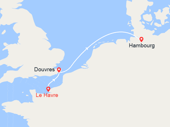 itin&eacute;raire croisi&egrave;re Europe du Nord : Escapade en Mer du Nord : du Havre à Hambourg 