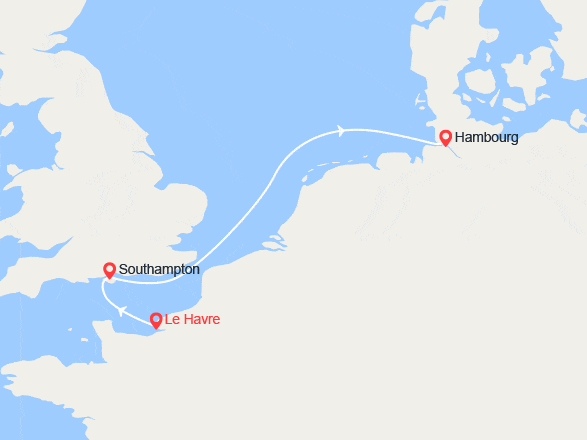 itin&eacute;raire croisi&egrave;re Europe du Nord : Escapade en Mer du Nord: du Havre à Hambourg 