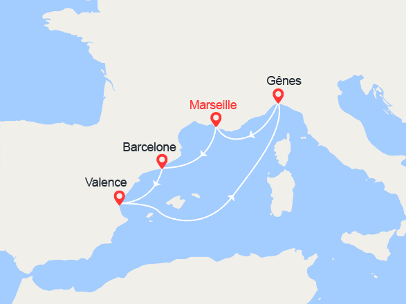 itinéraire croisière Méditerranée Occidentale : Escapade Méditerranéenne