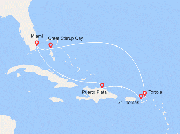 itinéraire croisière Caraïbes et Antilles : Escapades caribéennes : République Dominicaine, Îles Vierges, Bahamas...