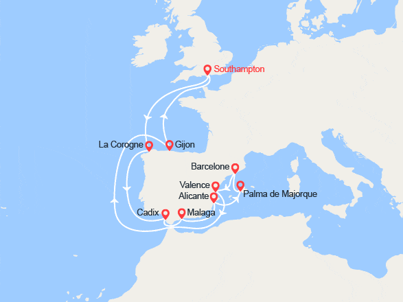 itinéraire croisière Méditerranée Occidentale : Espagne, Baléares