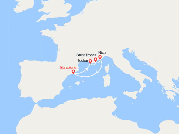itinéraire croisière Méditerranée Occidentale : Espagne, France