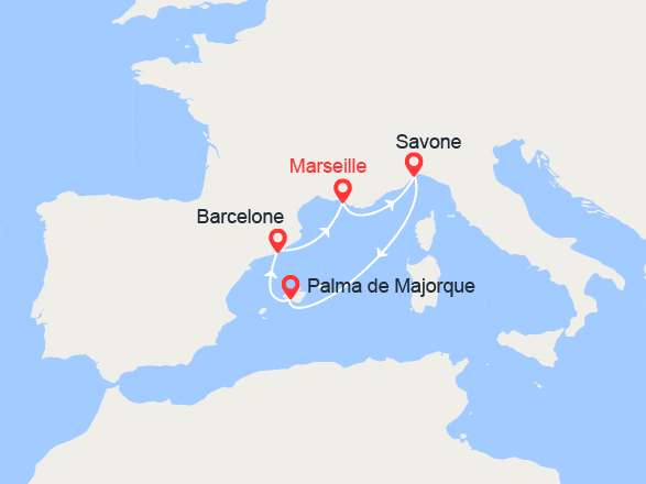 itinéraire croisière Iles Baléares - Iles Baléares : Espagne, France, Italie, Baléares
