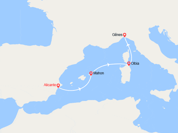 itinéraire croisière Méditerranée : Espagne, Iles Canaries, Italie