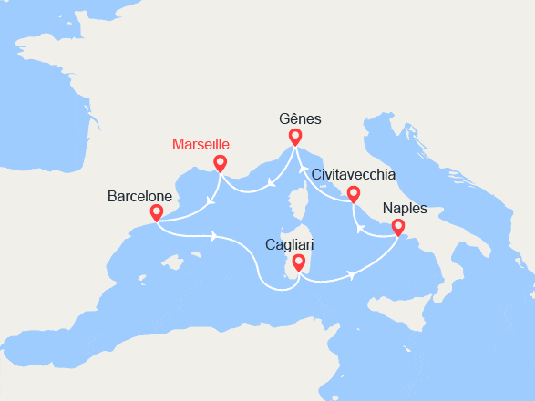 itinéraire croisière Méditerranée Occidentale : Espagne, Italie