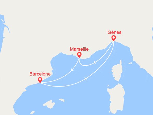 itinéraire croisière Méditerranée Occidentale : Espagne, Italie