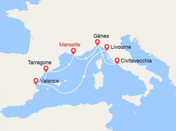 itinéraire croisière Méditerranée Occidentale : Espagne, Italie