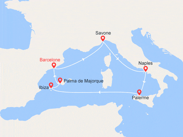 itinéraire croisière Iles Baléares : Espagne, Italie, Baléares