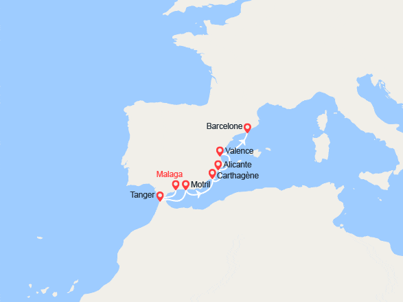 itinéraire croisière Méditerranée Occidentale : Espagne, Maroc