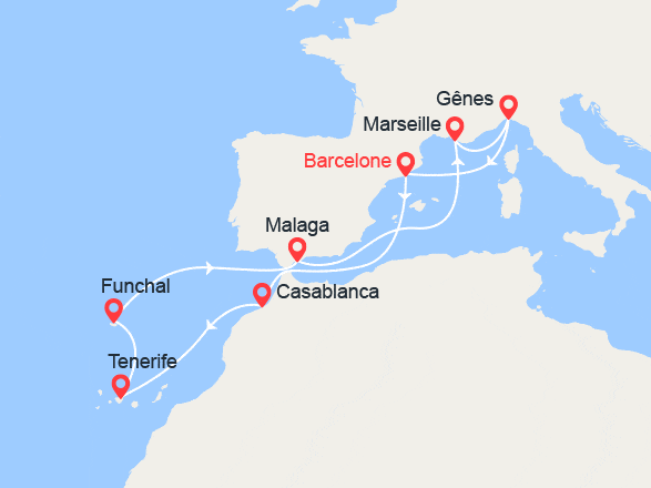 itinéraire croisière Canaries Madère : Espagne, Maroc, Canaries, Madère