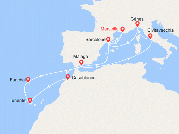 itinéraire croisière Canaries Madère - Canaries Madère : Espagne, Maroc, Madère, Italie
