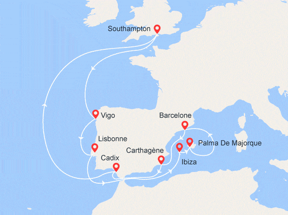 itinéraire croisière Iles Baléares : Espagne, Portugal et les Baléares