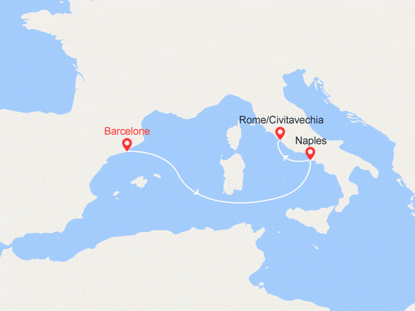 itinéraire croisière Méditerranée : Espagne et Italie