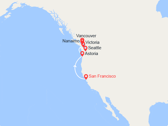 itin&eacute;raire croisi&egrave;re Amérique du Nord : États-Unis, Canada 