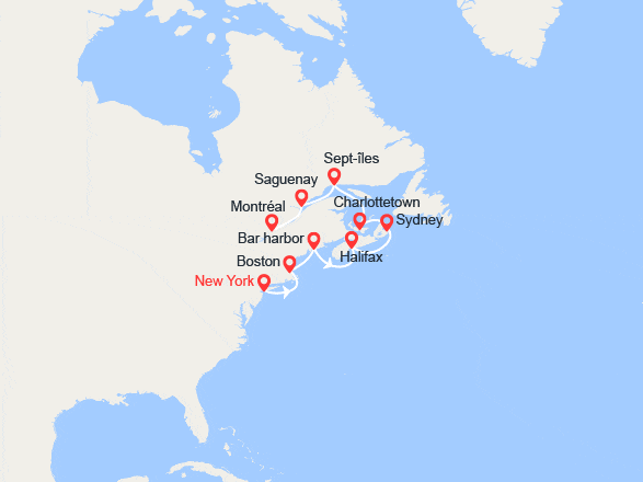 itin&eacute;raire croisi&egrave;re Amérique du Nord : États-Unis, Canada 