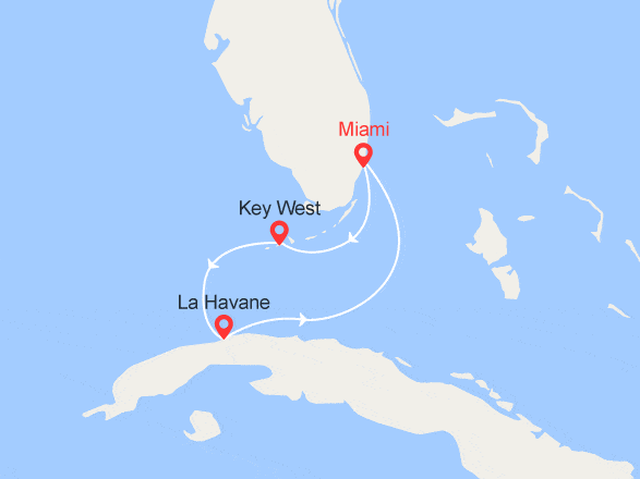 itinéraire croisière Caraïbes et Antilles : Etats-Unis, Cuba
