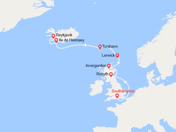 itin&eacute;raire croisi&egrave;re Europe du Nord : Europe du Nord :De Londres à Reykjavik 