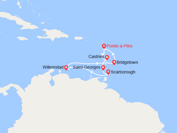 itin&eacute;raire croisi&egrave;re Caraïbes et Antilles : Évasion Tropicale 2027 