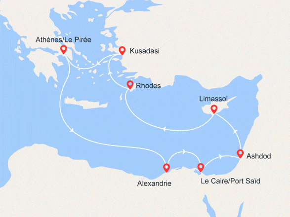 itinéraire croisière Iles grecques - Iles grecques : EXCLUSIF ! À travers les 3 continents : Egypte, Israël, Chypre, Grèce, Turquie