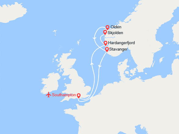 itinéraire croisière Fjords : EXCLUSIVITÉ : Fjords de Norvège | Cabine balcon + Vols inclus