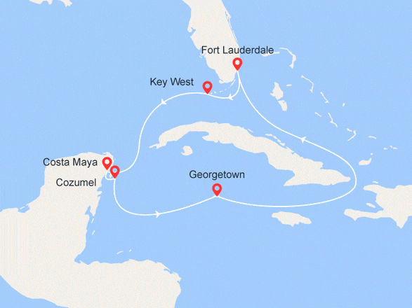 itinéraire croisière Caraïbes et Antilles : EXCLUSIVITÉ : Floride, Mexique, Iles Caïmans