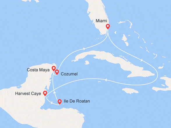 itinéraire croisière Caraïbes et Antilles : EXCLUSIVITÉ ! Honduras, Mexique, Belize - Vols et Hôtel inclus