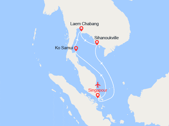itinéraire croisière Asie : EXCLUSIVITÉ ! Singapour, Thaïlande, Cambodge