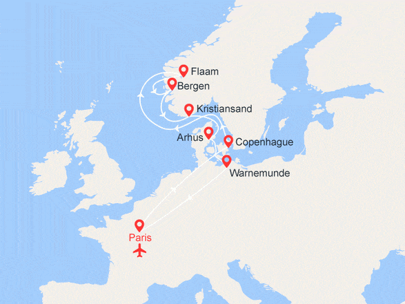 itinéraire croisière Europe du Nord : EXCLUSIVITÉ ! Terres des Vikings - PRIX IMBATTABLE ! - Vols inclus