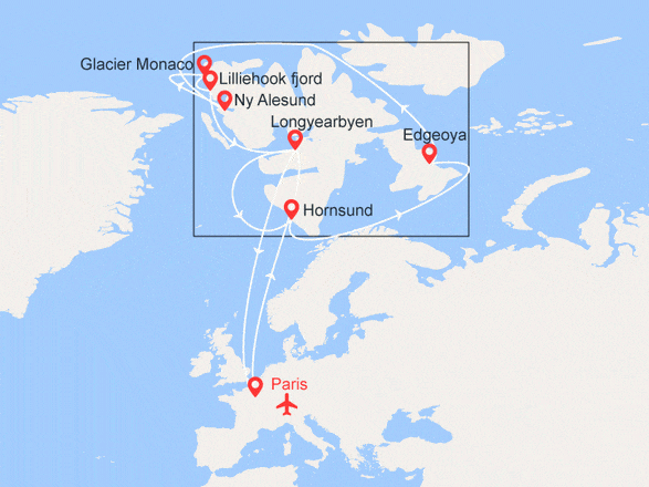 itinéraire croisière Europe du Nord : EXPÉDITION : À la découverte du roi de l’Arctique - Vols inclus