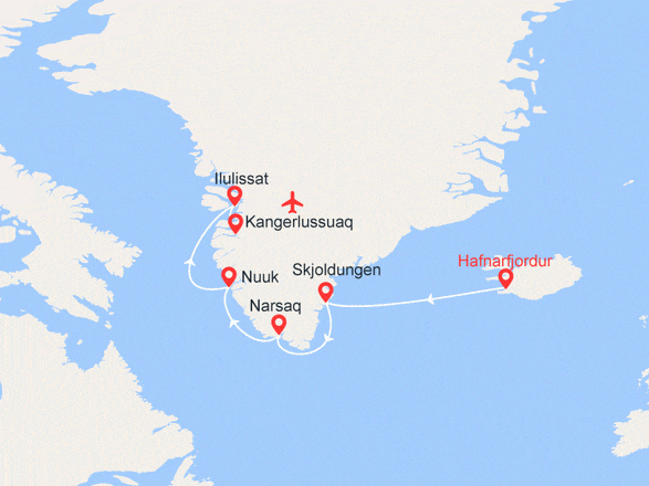 itinéraire croisière Groenland - Arctique - Antarctique : EXPÉDITION : Aventure au Groenland - Vols inclus