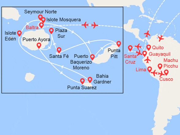itinéraire croisière Amérique du Sud : Expédition : Du Machu Picchu aux îles Galapagos