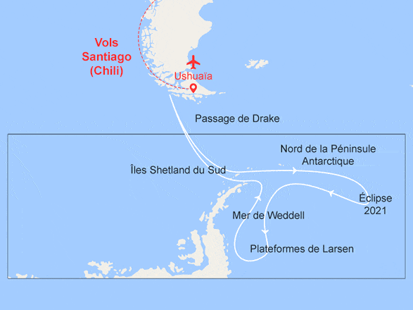 itinéraire croisière Groenland - Arctique - Antarctique : EXPÉDITION : Éclipse totale en mer de Weddell