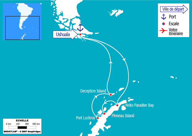 itinéraire croisière Groenland - Arctique - Antarctique : EXPÉDITION : L'Antarctique emblématique (Vols domestiques inclus)
