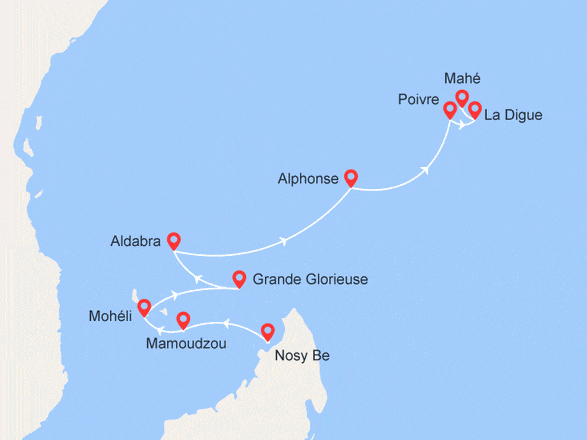 itinéraire croisière Océan Indien : EXPÉDITION : Les îles Vanille