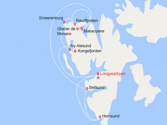 itinéraire croisière Europe du Nord : EXPÉDITION Fjords et glaciers du Spitzberg