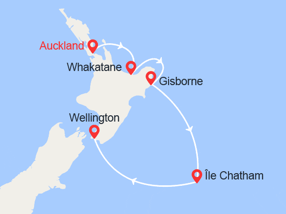 itinéraire croisière Pacifique : EXPÉDITION Nouvelle-Zélande : îles du Nord et Chatham