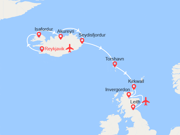 itinéraire croisière Islande : Fabuleuse Islande et légendaire Ecosse