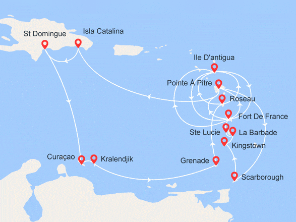 itinéraire croisière Caraïbes et Antilles : Fabuleuses Caraïbes
