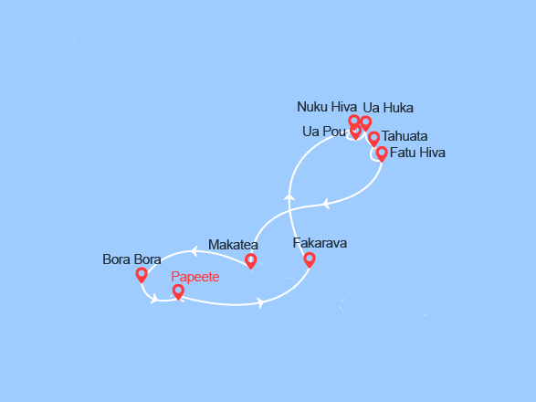 itinéraire croisière Pacifique : Festival des arts des Marquises : de Tahiti à Bora Bora