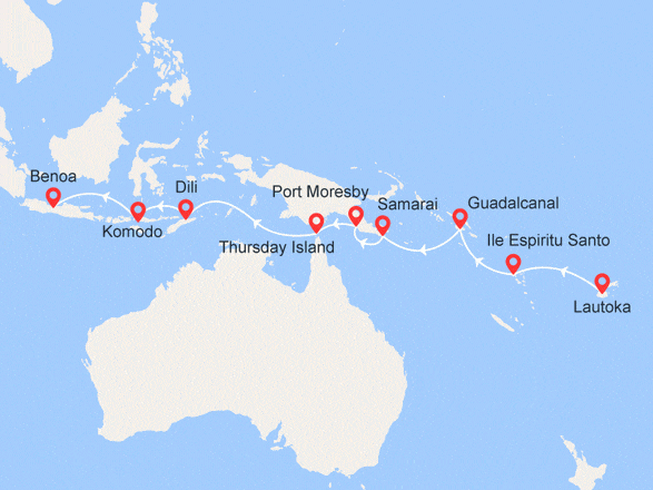 itinéraire croisière Pacifique : Fidji à Bali