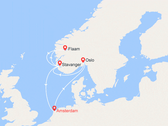 itinéraire croisière Fjords : Fjords - Sagas Vikings : Oslo, Stavanger, Flaam, Haugesund