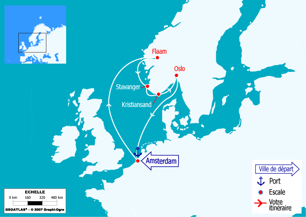 itinéraire croisière Fjords - Fjords : Fjords - Sagas Vikings: Flaam, Stavanger, Kristiansand, Oslo