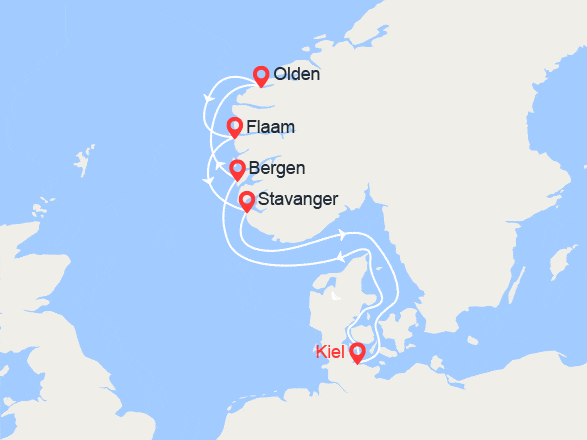 itinéraire croisière Fjords - Fjords : Fjords: Bergen, Olden, Alesund, Haugesund